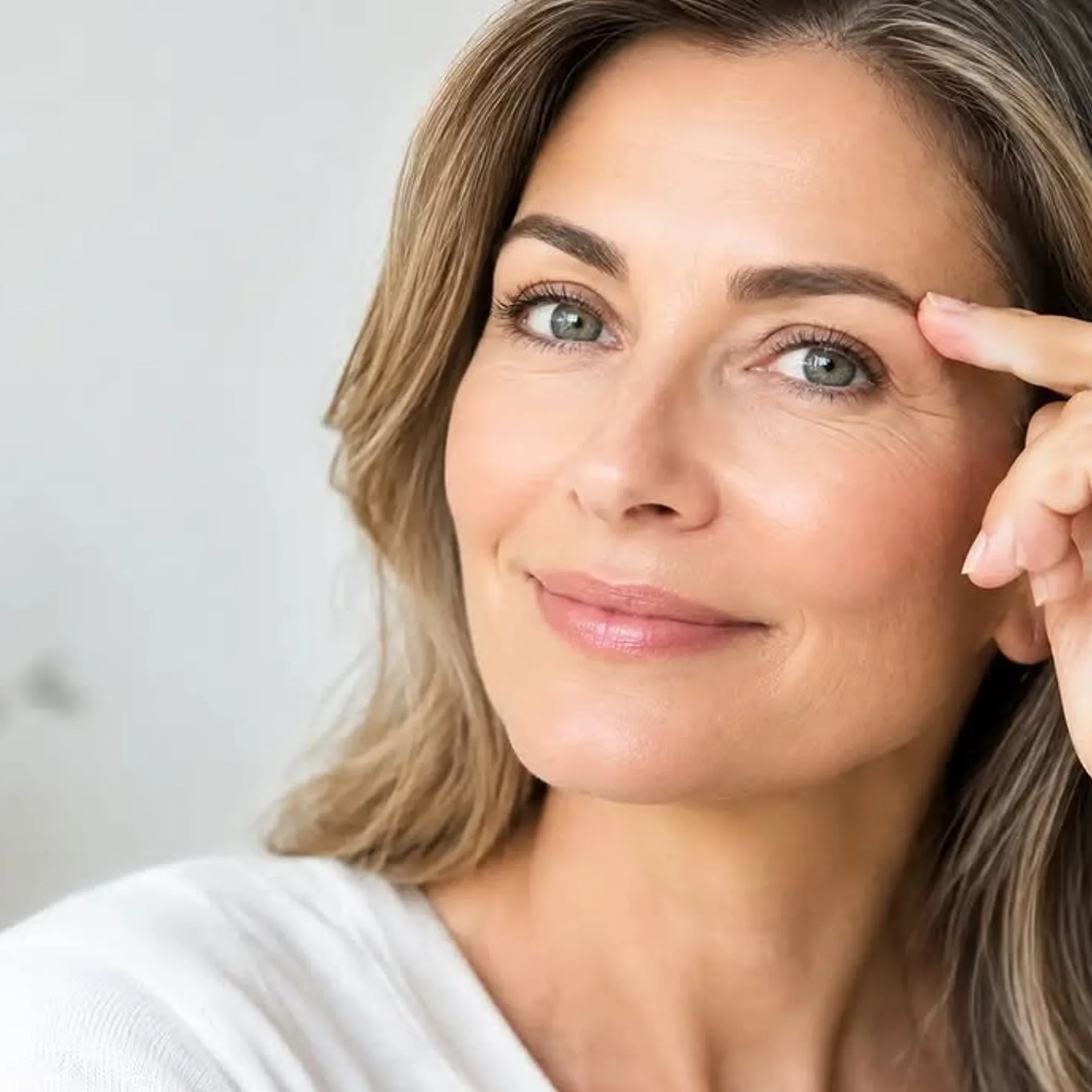 portrait showing mature brows and skin