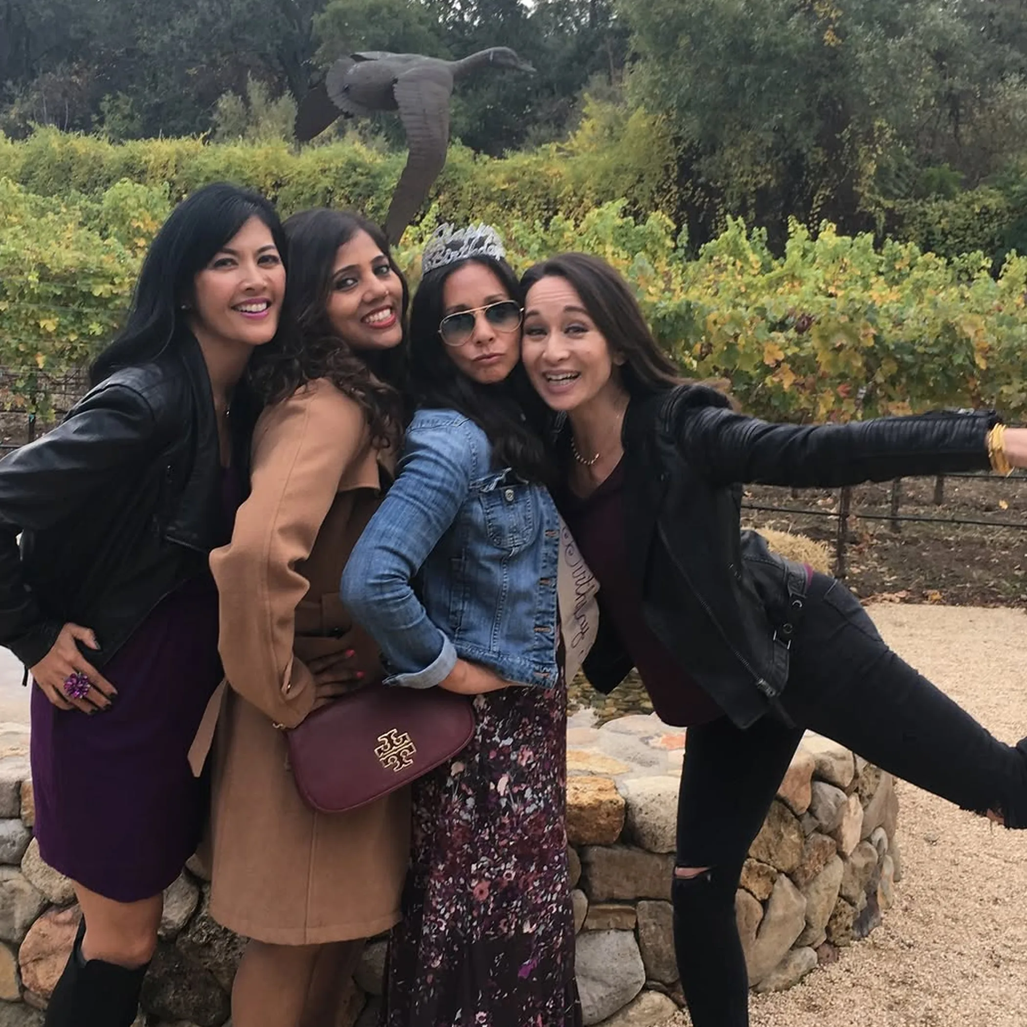 group enjoying vineyard tour